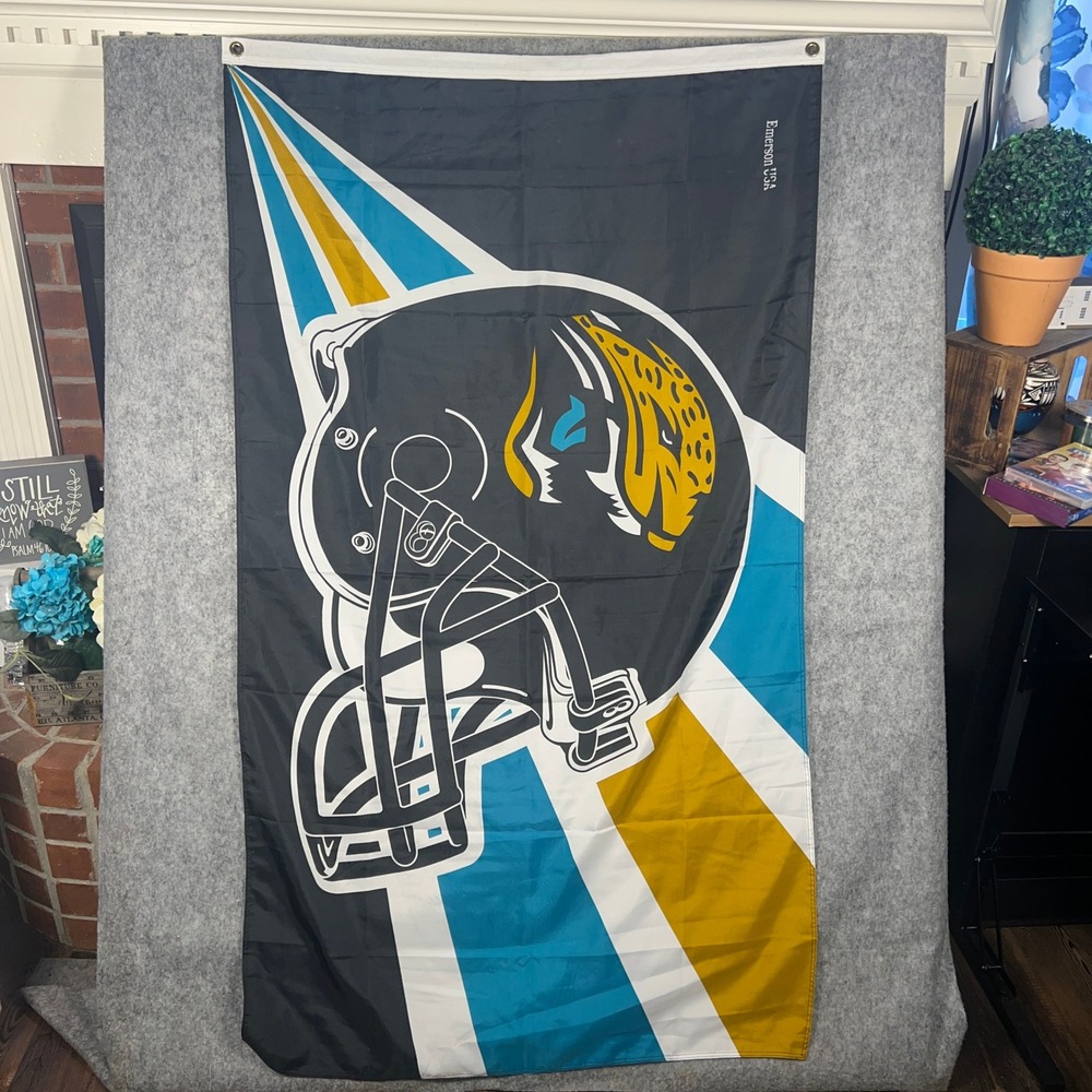 Jacksonville Jaguars NFL Flag 3x5 Banner Emerson USA Helmet Logo Teal Black Gold